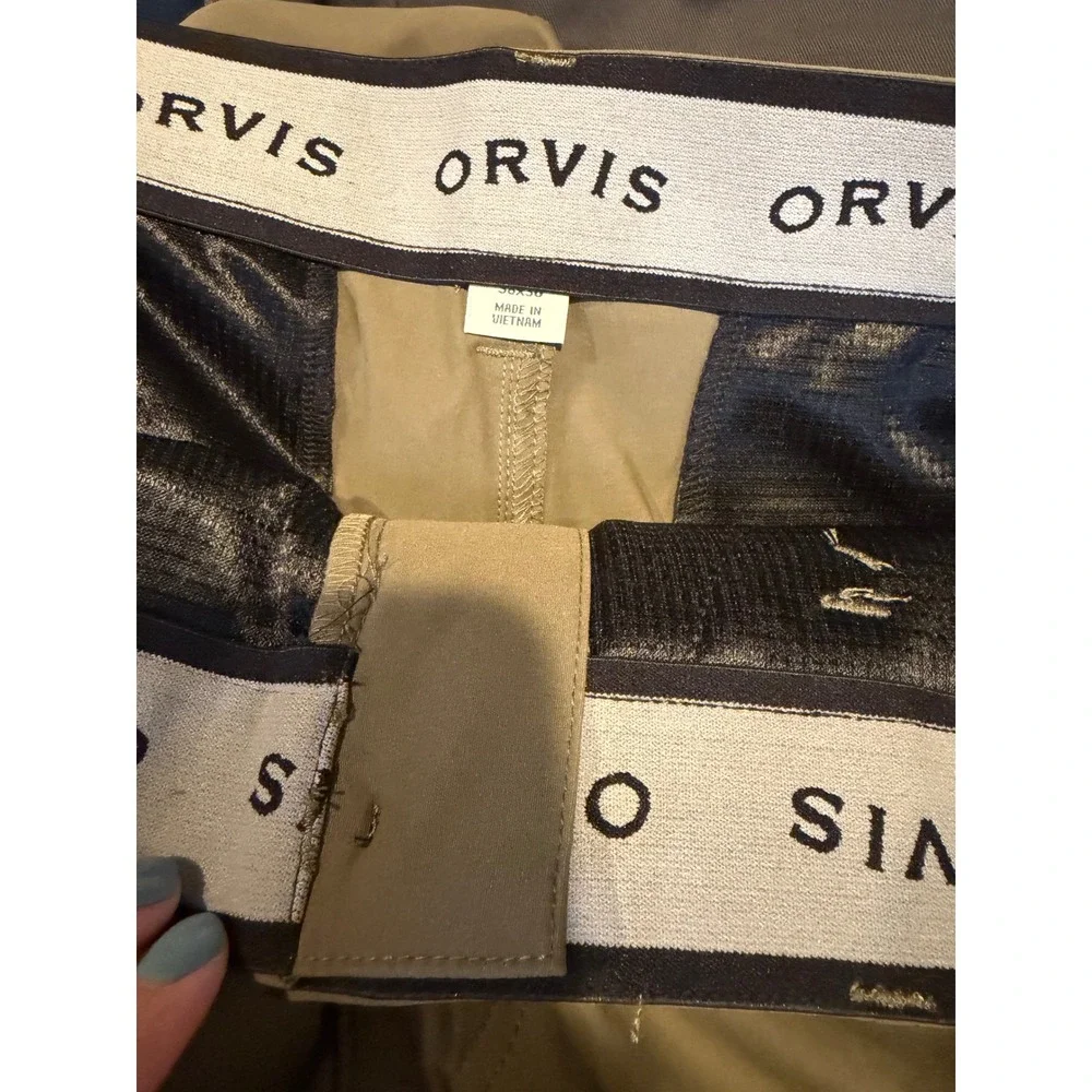 Orvis Trek Pant Men 38x30 Kalamata Green Water Repellent Stretch Hiking Gorpcore